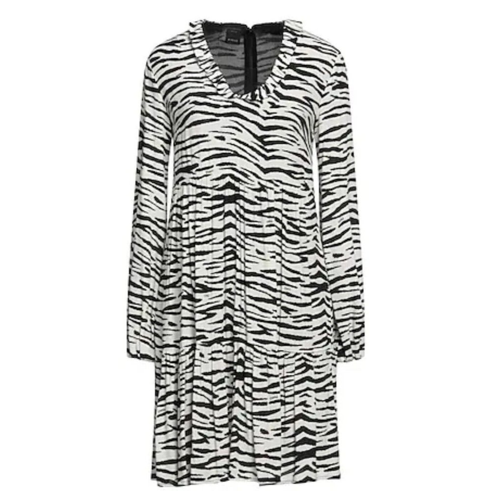 Pinko Utopia Zebra Stripe‎ Black White Dress Size 44 US 8